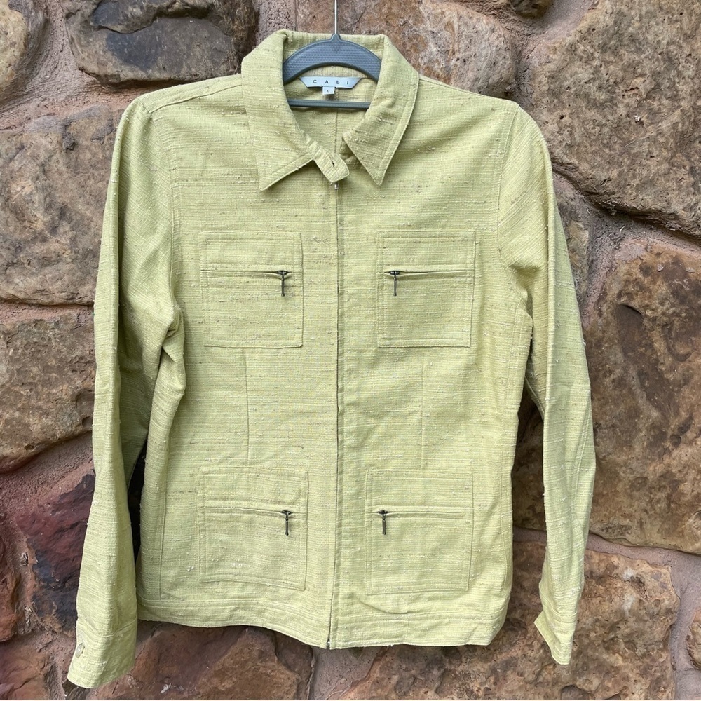 CAbi Textured Utility Green Zipper Jacket Coat Women’s Sz 6 Style #120